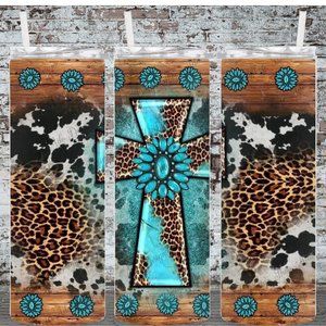 Cross Leopard Cow 20oz Skinny Tumbler Double Insulated